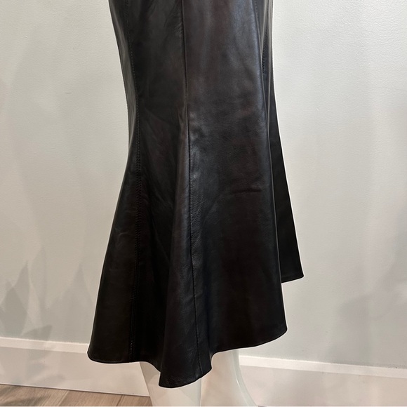 Izzy Camilleri Flared Tulip Profile Leather Midi Skirt - Picture 7 of 15